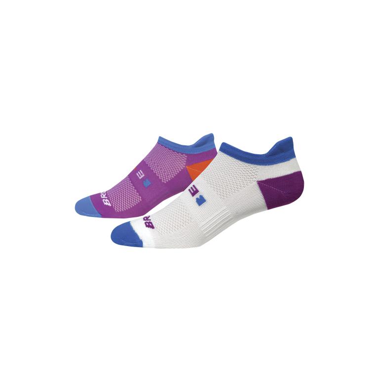 Brooks Ghost Midweight 2-Pack - Mens Running Socks - White/Purple (34860GMCW)